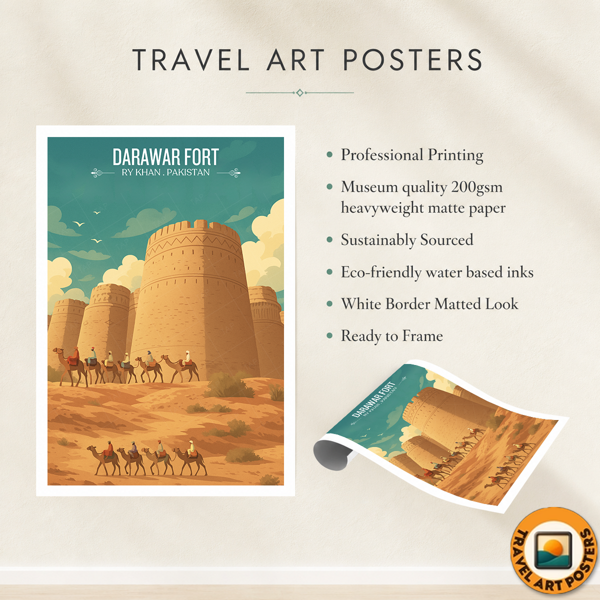 Darawar Fort - Rahim Yar Khan - Punjab - Travel Wall Art Print - - Travel Art Poster