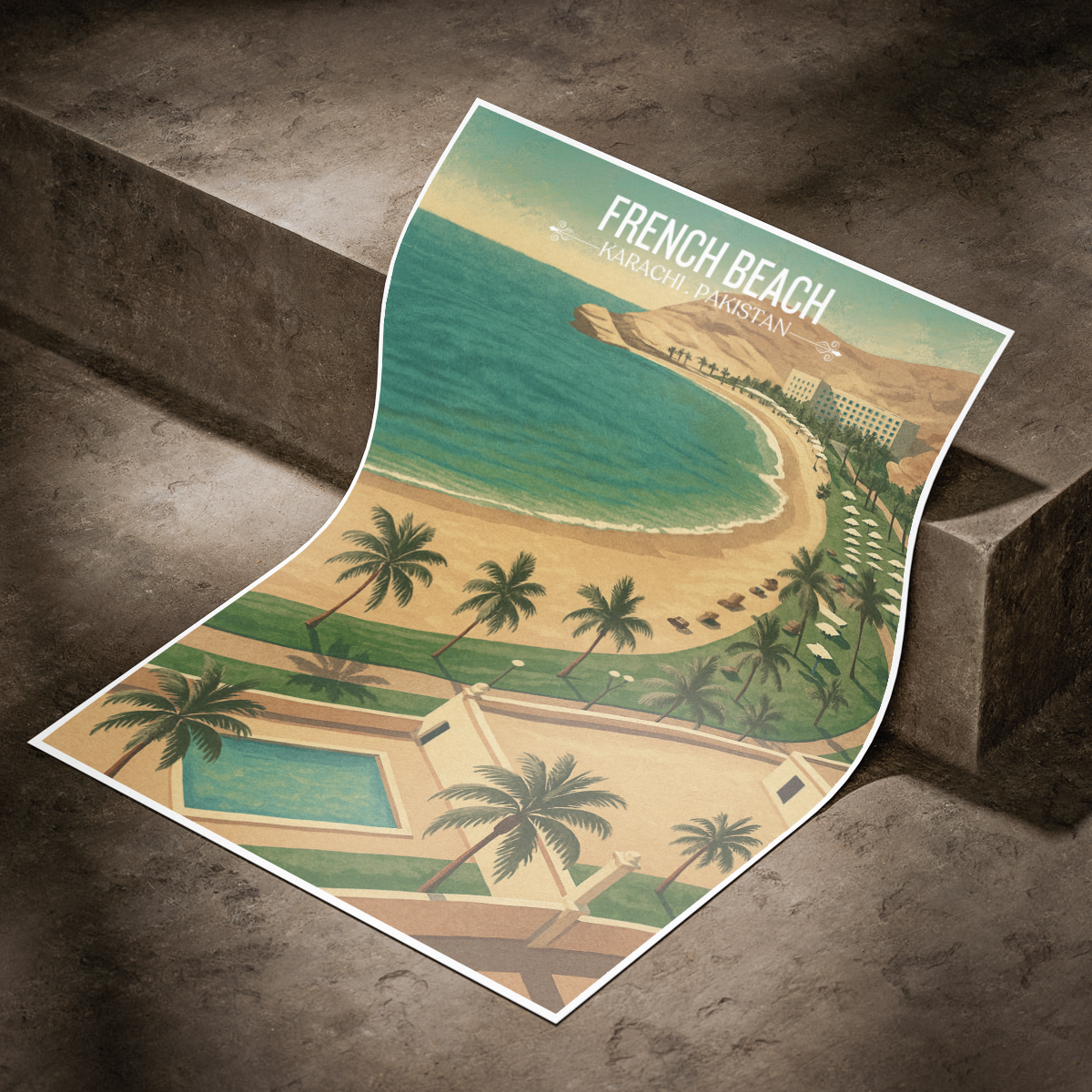 French Beach - Karachi - Arabian Sea - Travel Wall Art Print - - Travel Art Poster