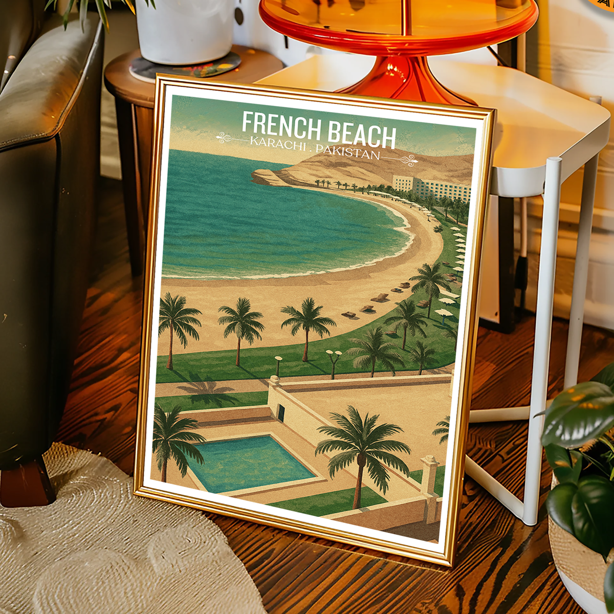French Beach - Karachi - Arabian Sea - Travel Wall Art Print - - Travel Art Poster