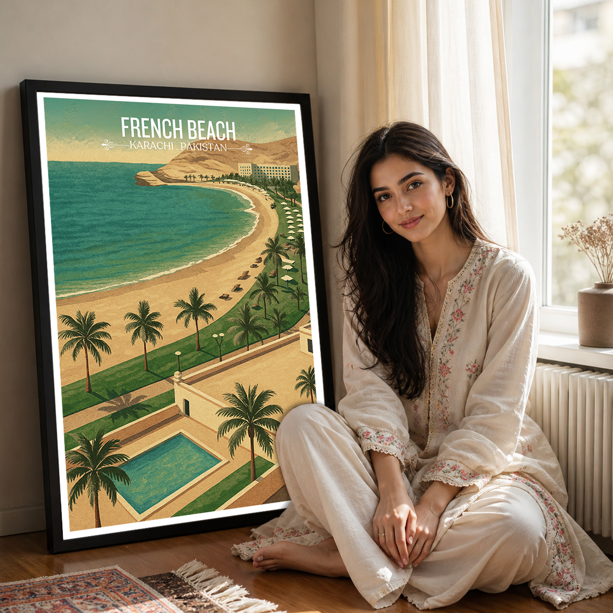 French Beach - Karachi - Arabian Sea - Travel Wall Art Print - - Travel Art Poster