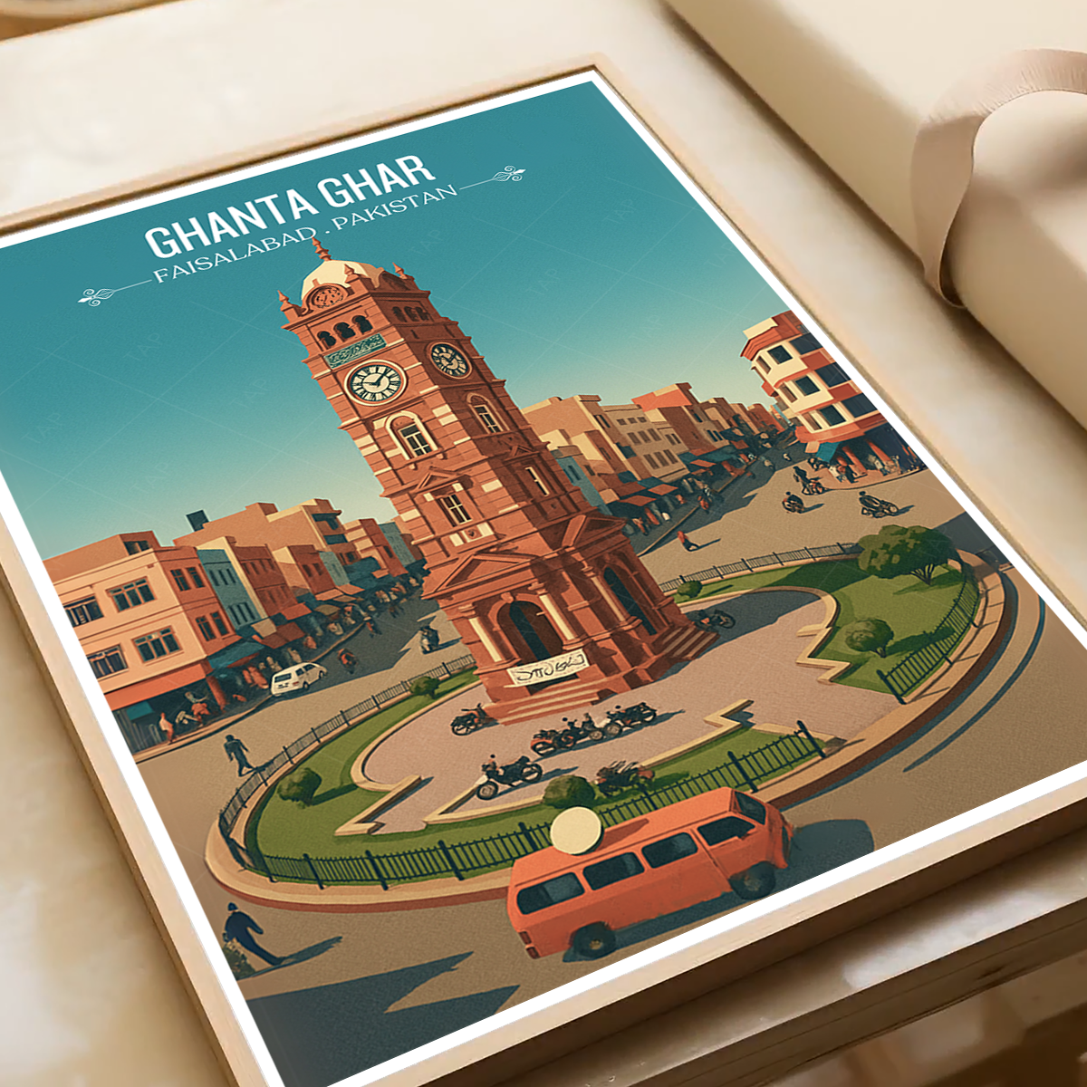 Ghanta Ghar - Tower Clock - Faisalabad - Montgomery - Travel Wall Art Print - - Travel Art Poster