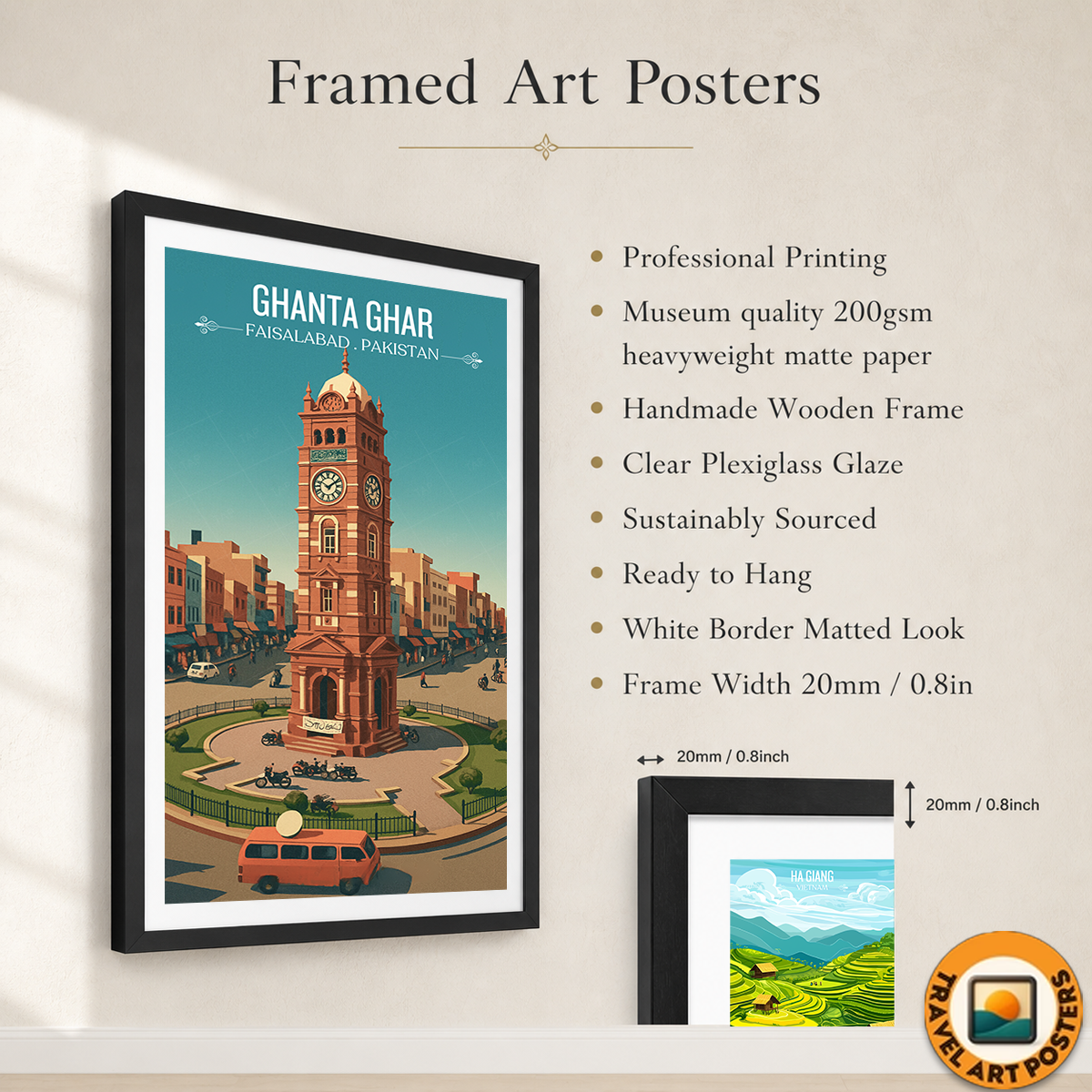 Ghanta Ghar - Tower Clock - Faisalabad - Montgomery - Travel Wall Art Print - - Travel Art Poster