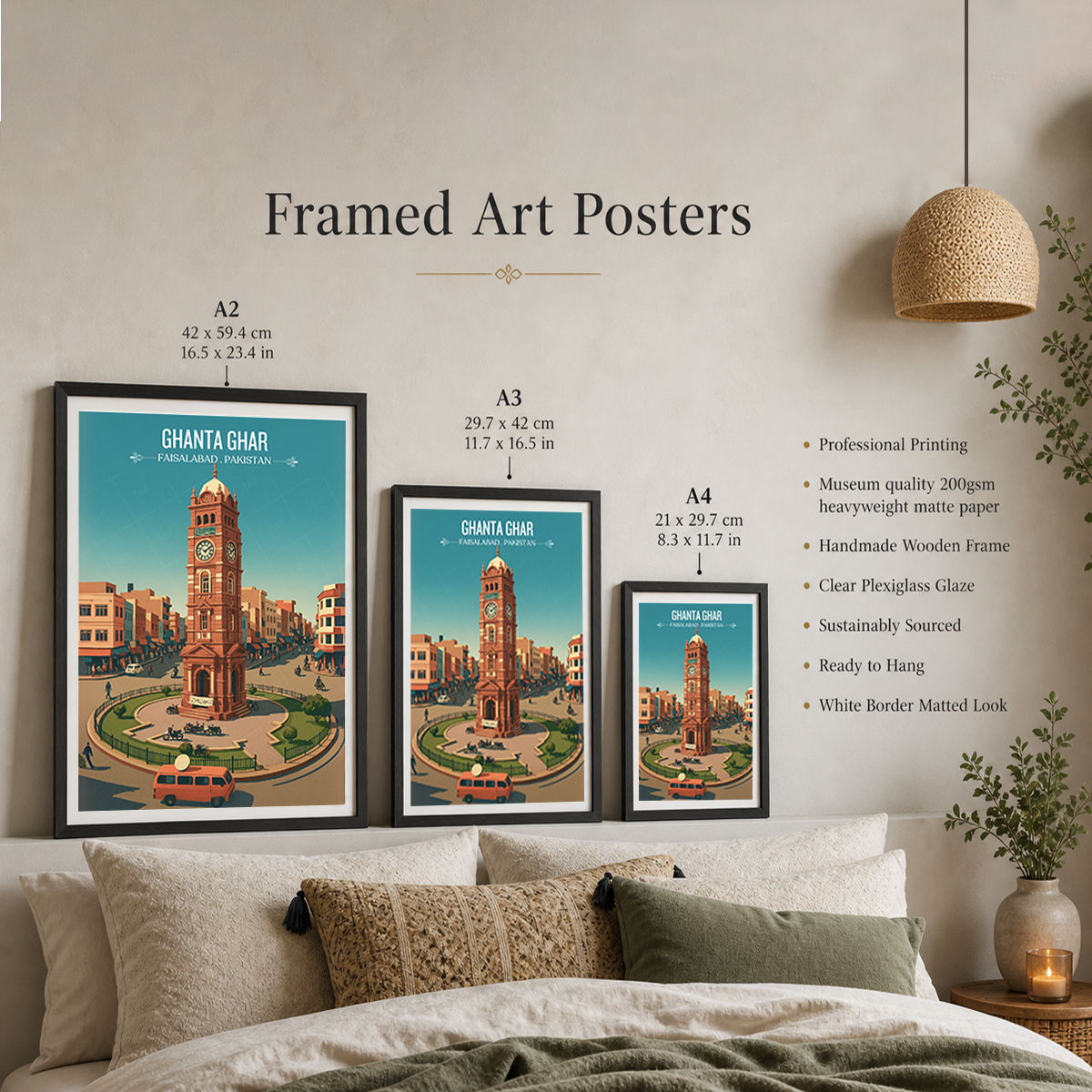 Ghanta Ghar - Tower Clock - Faisalabad - Montgomery - Travel Wall Art Print - - Travel Art Poster