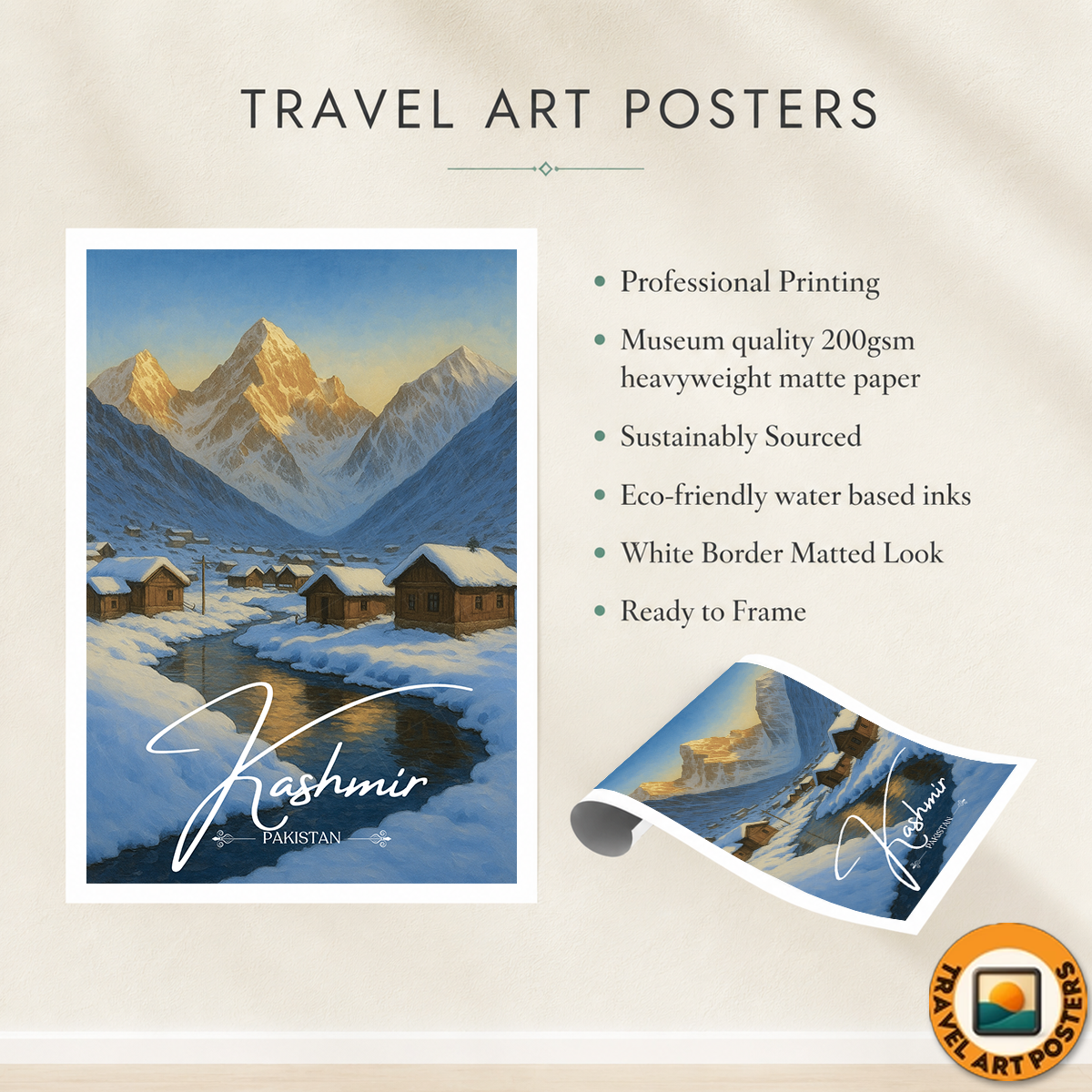 Kashmir - Pakistan - Heaven on Earth - Travel Wall Art Print - - Travel Art Poster