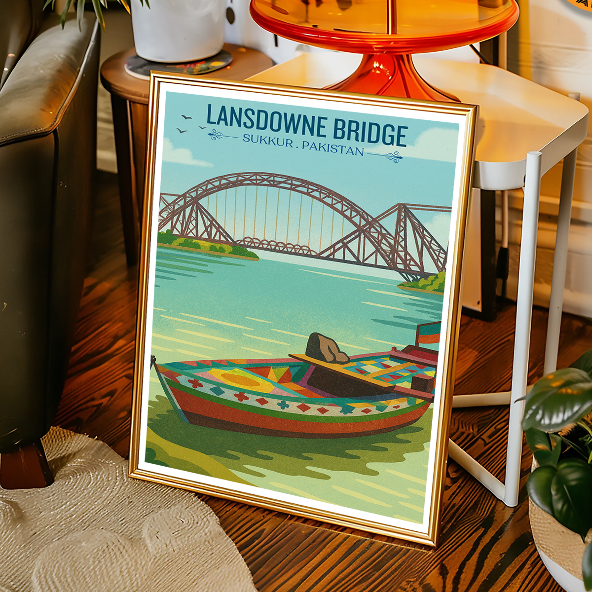 Landsowne Bridge - Indus River - Sindh - Travel Wall Art Print - - Travel Art Poster