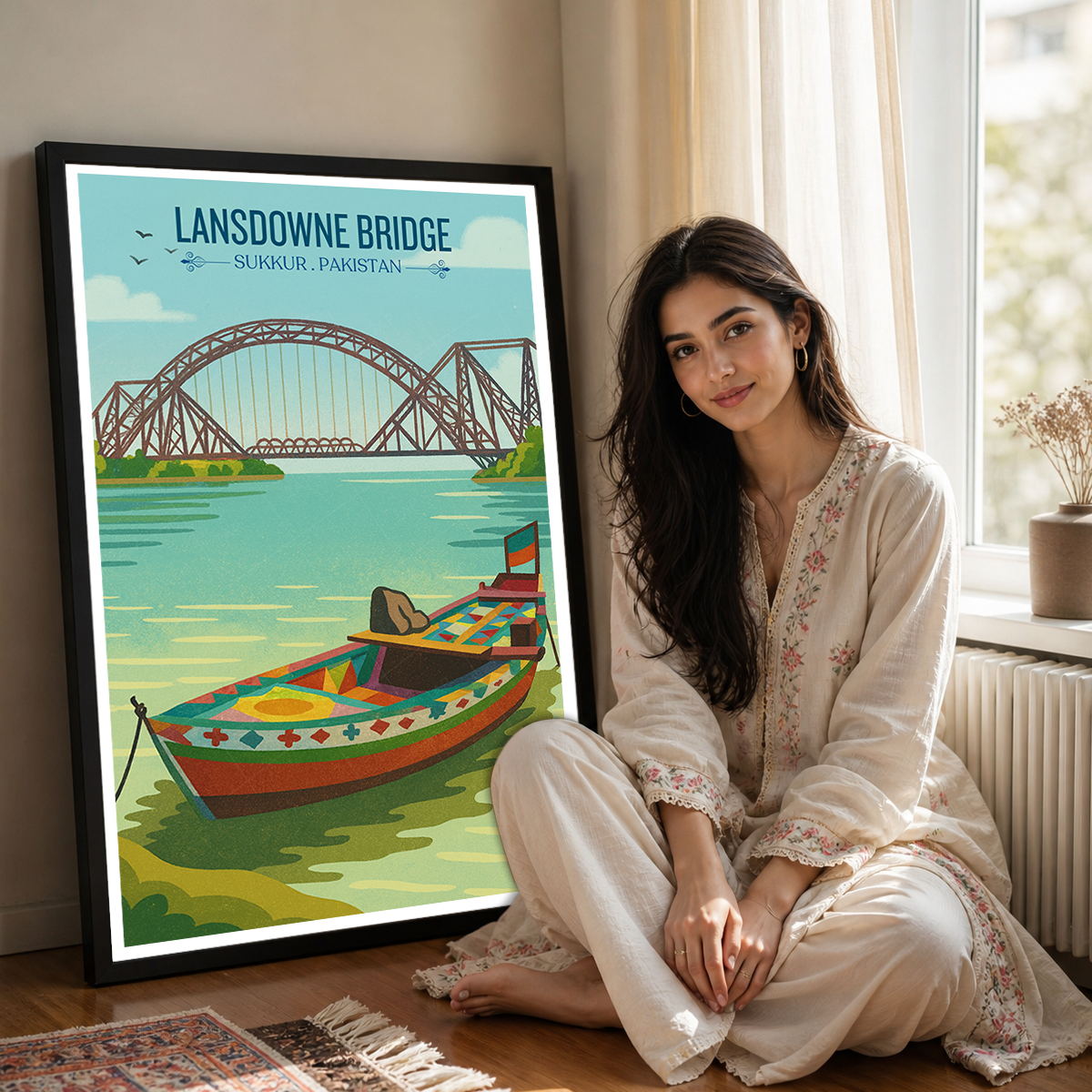 Landsowne Bridge - Indus River - Sindh - Travel Wall Art Print - - Travel Art Poster