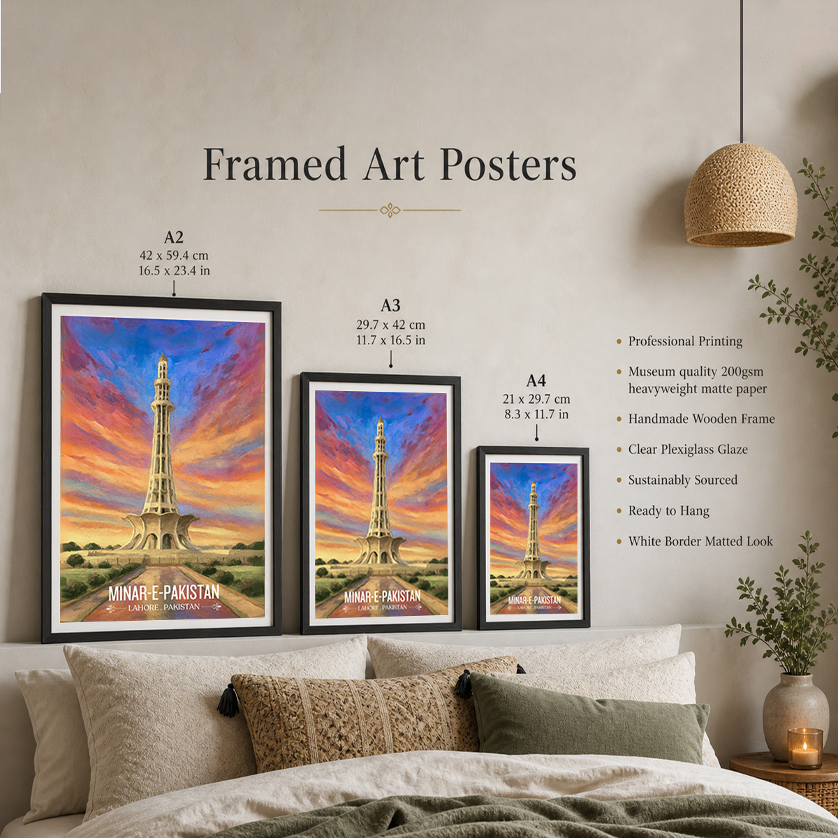 Minar-e-Pakistan - Yadgar - Lahore - Travel Wall Art Print - - Travel Art Poster
