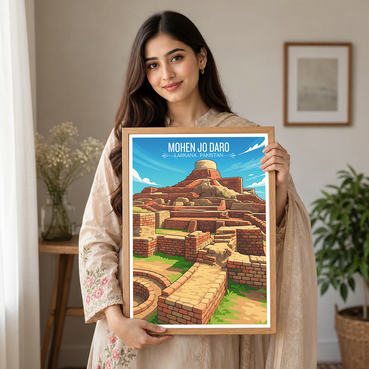 Mohen Jo Daro - Larkana - Ancient Village - Travel Wall Art Print - - Travel Art Poster