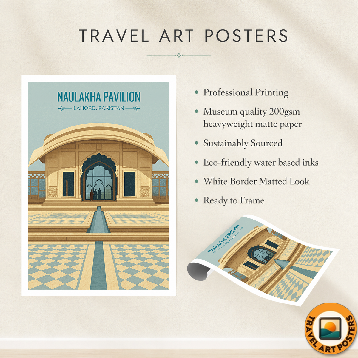 Naulakha Pavilion - Shahi Fort - Lahore - Mughal Art - Travel Wall Art Print - - Travel Art Poster