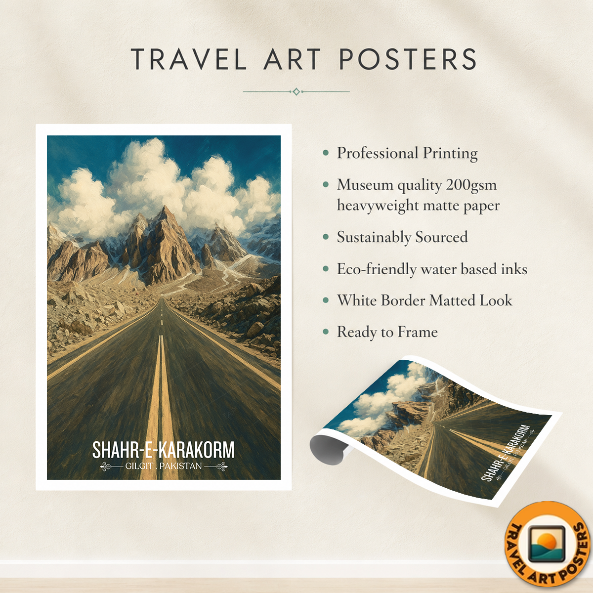 Shahr-e-Karakorm - Shahr-e-Resham - Silk Road - Pakistan China Highest Road - Travel Wall Art Print - - Travel Art Poster
