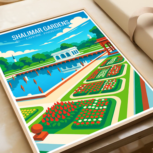 Shalimar Gardens - Mughal Architecture - Lahore - Travel Wall Art Print - - Travel Art Poster