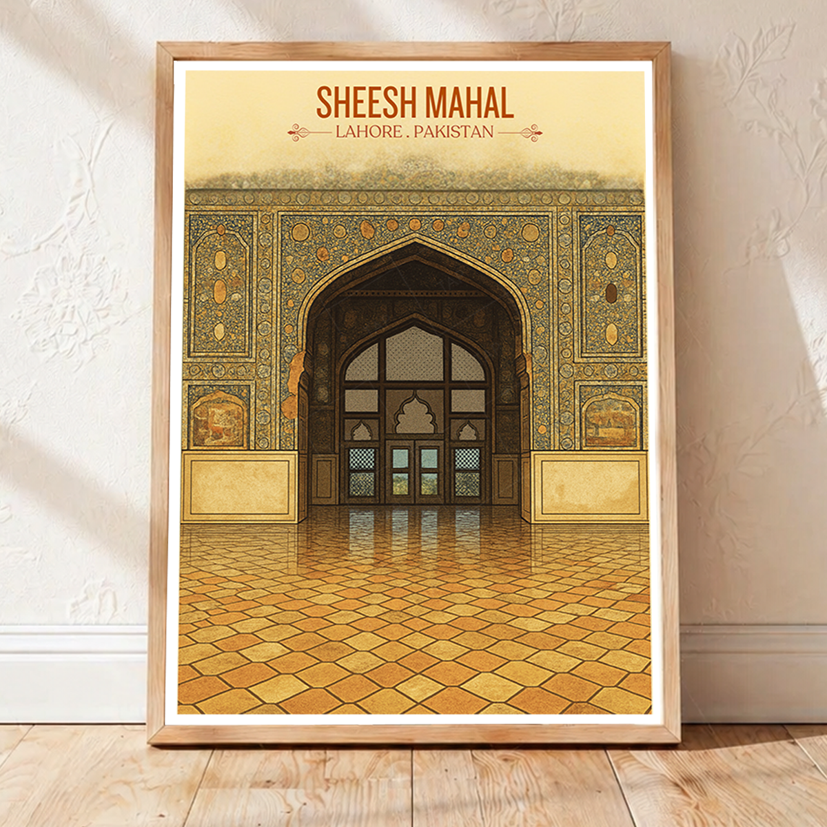 Sheesh Mahal - Mughal Architecture - Royal Mirror Gallery - Lahore - Travel Wall Art Print - - Travel Art Poster