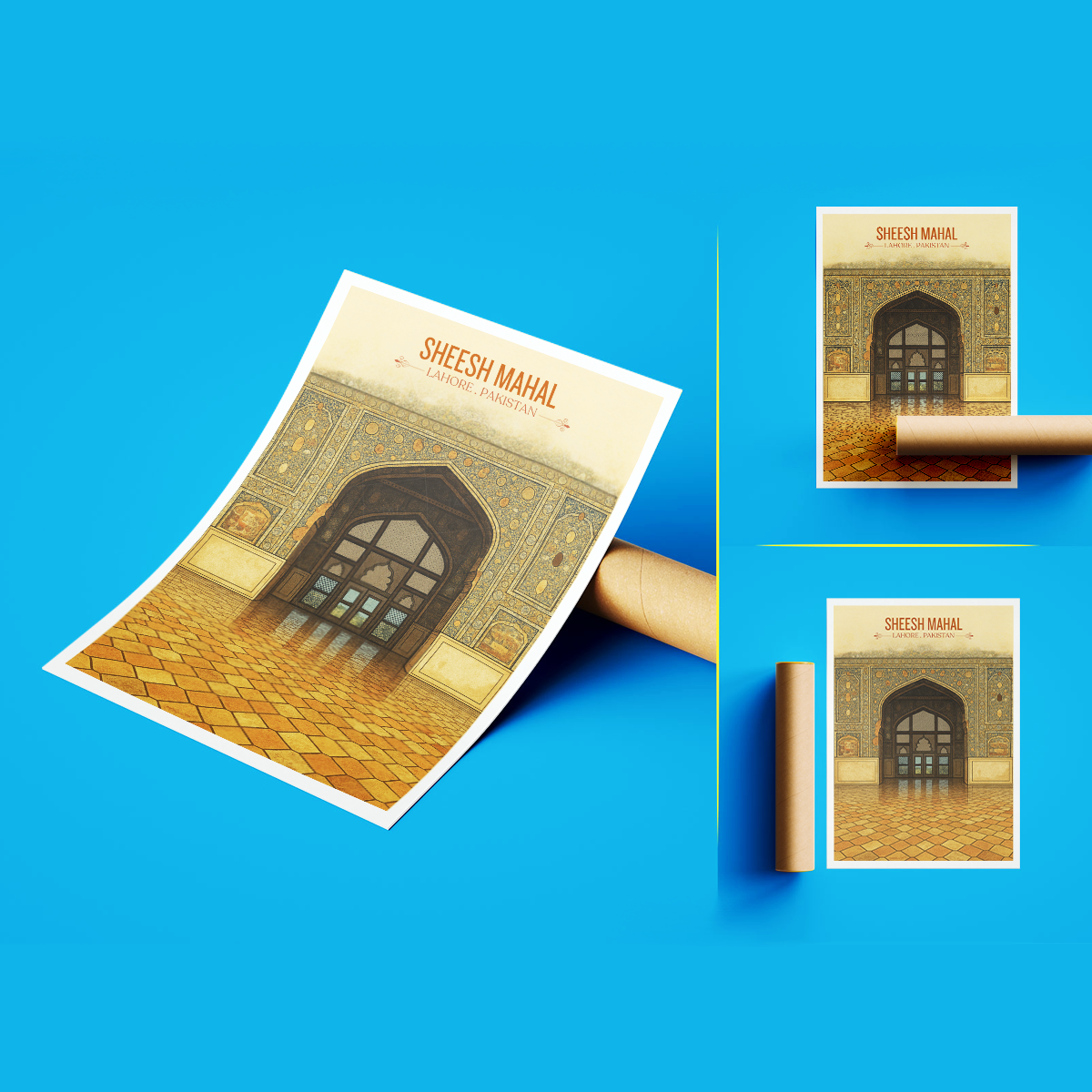 Sheesh Mahal - Mughal Architecture - Royal Mirror Gallery - Lahore - Travel Wall Art Print - - Travel Art Poster