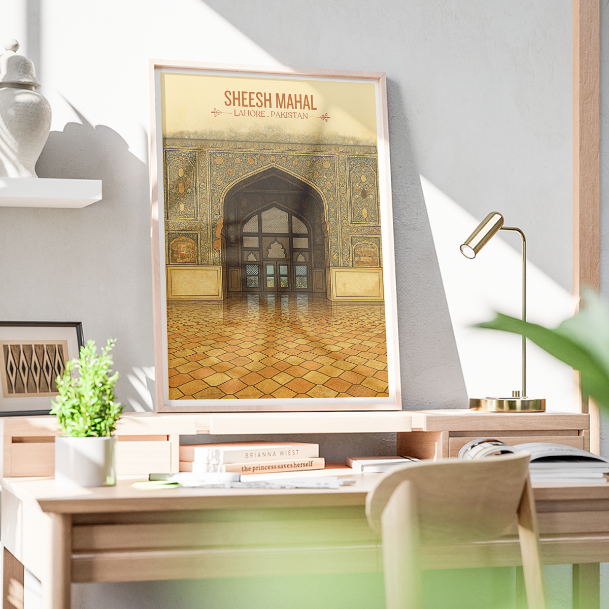 Sheesh Mahal - Mughal Architecture - Royal Mirror Gallery - Lahore - Travel Wall Art Print - - Travel Art Poster