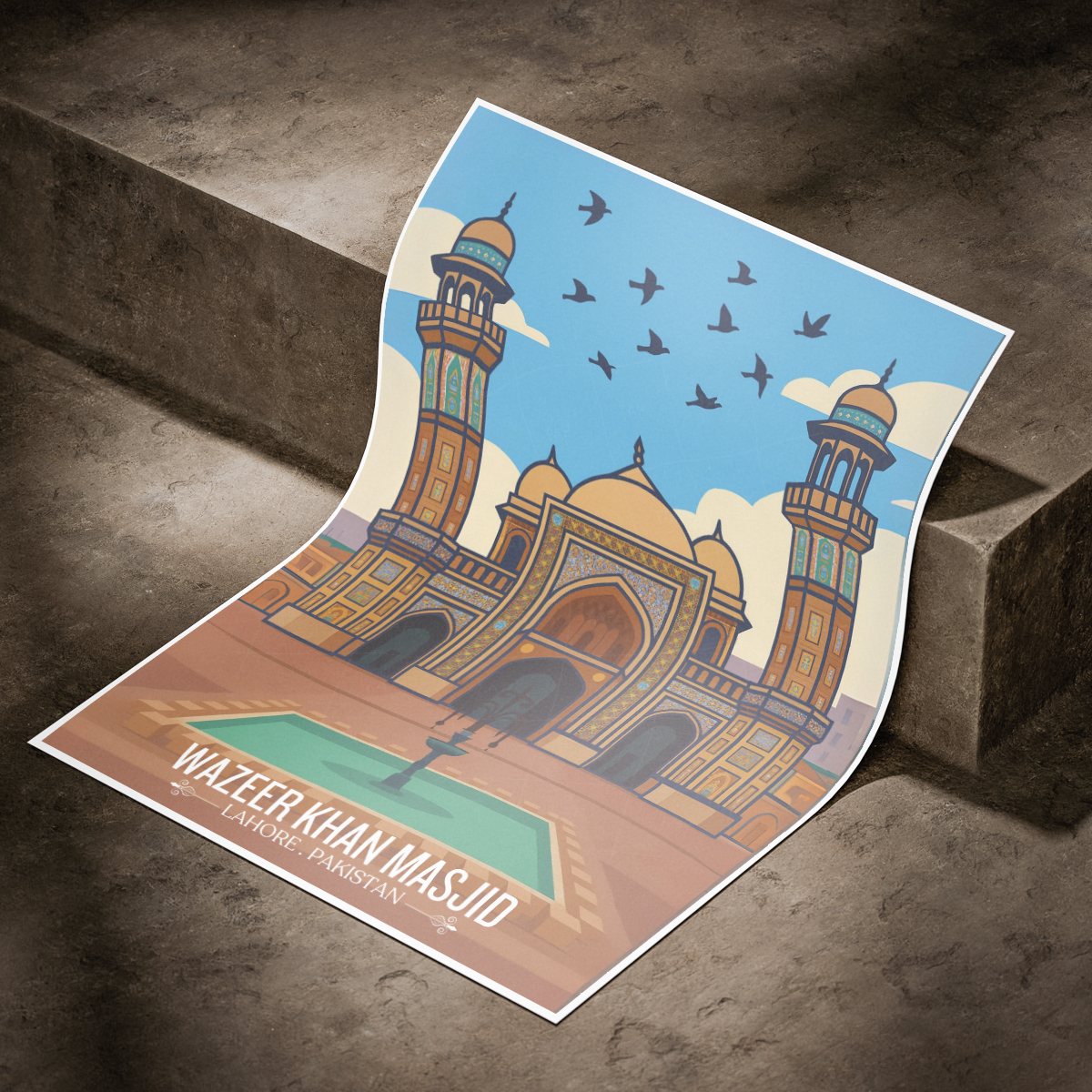 Wazeer Khan Masjid - Mughal Masjid Architecture - Lahore - Travel Wall Art Print - - Travel Art Poster