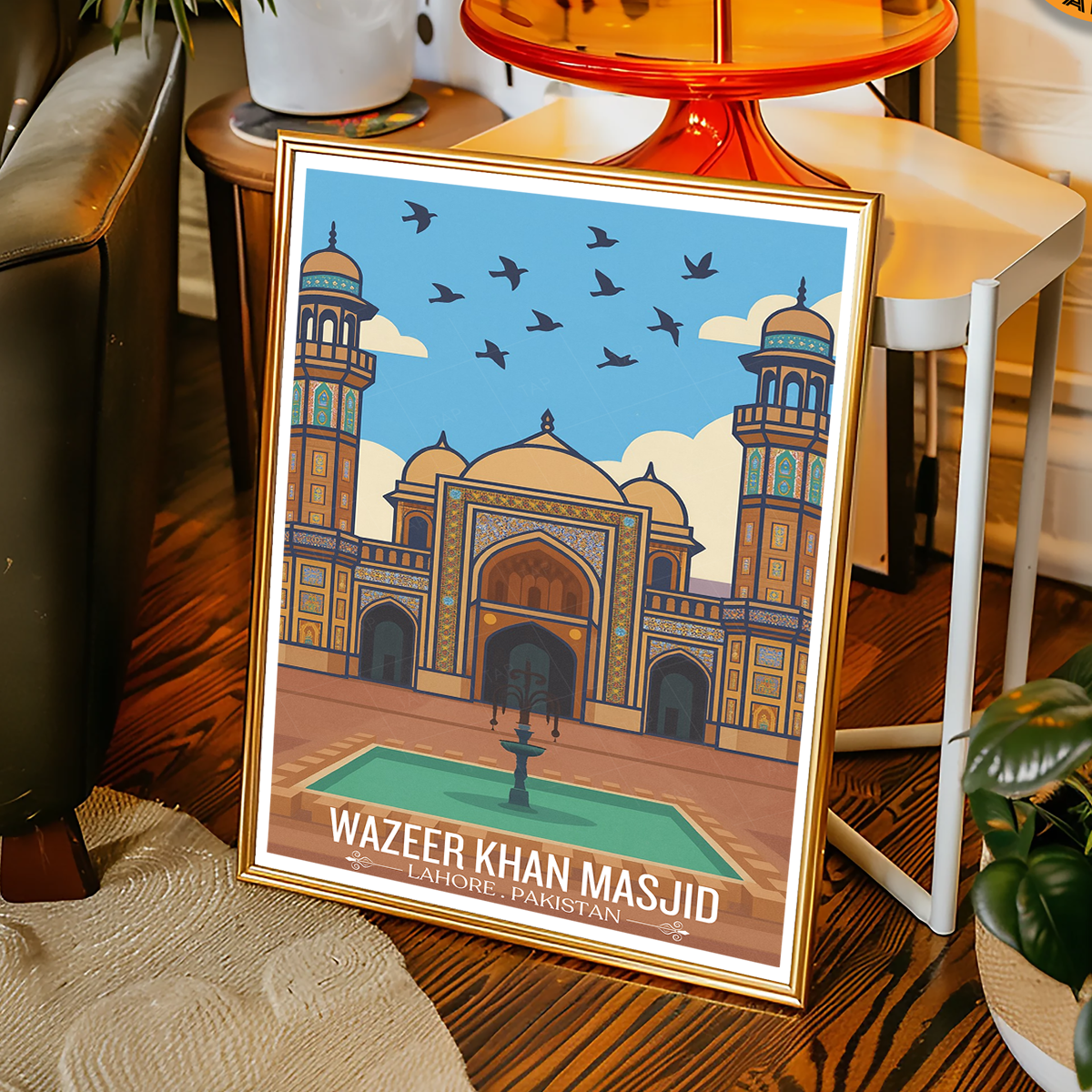 Wazeer Khan Masjid - Mughal Masjid Architecture - Lahore - Travel Wall Art Print - - Travel Art Poster