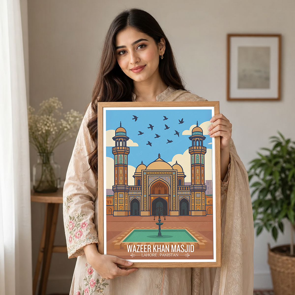 Wazeer Khan Masjid - Mughal Masjid Architecture - Lahore - Travel Wall Art Print - - Travel Art Poster