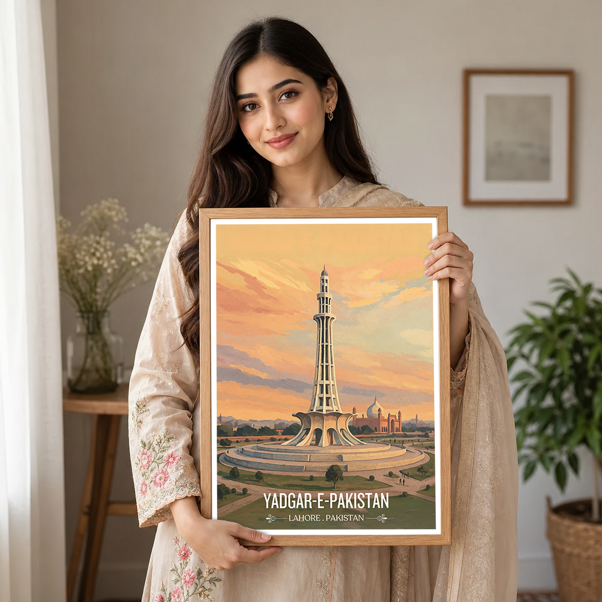 Yadgar-e-Pakistan - Minar-e-Pakistan - Pakistan Resolution Landmark - Lahore - Travel Wall Art Print - - Travel Art Poster