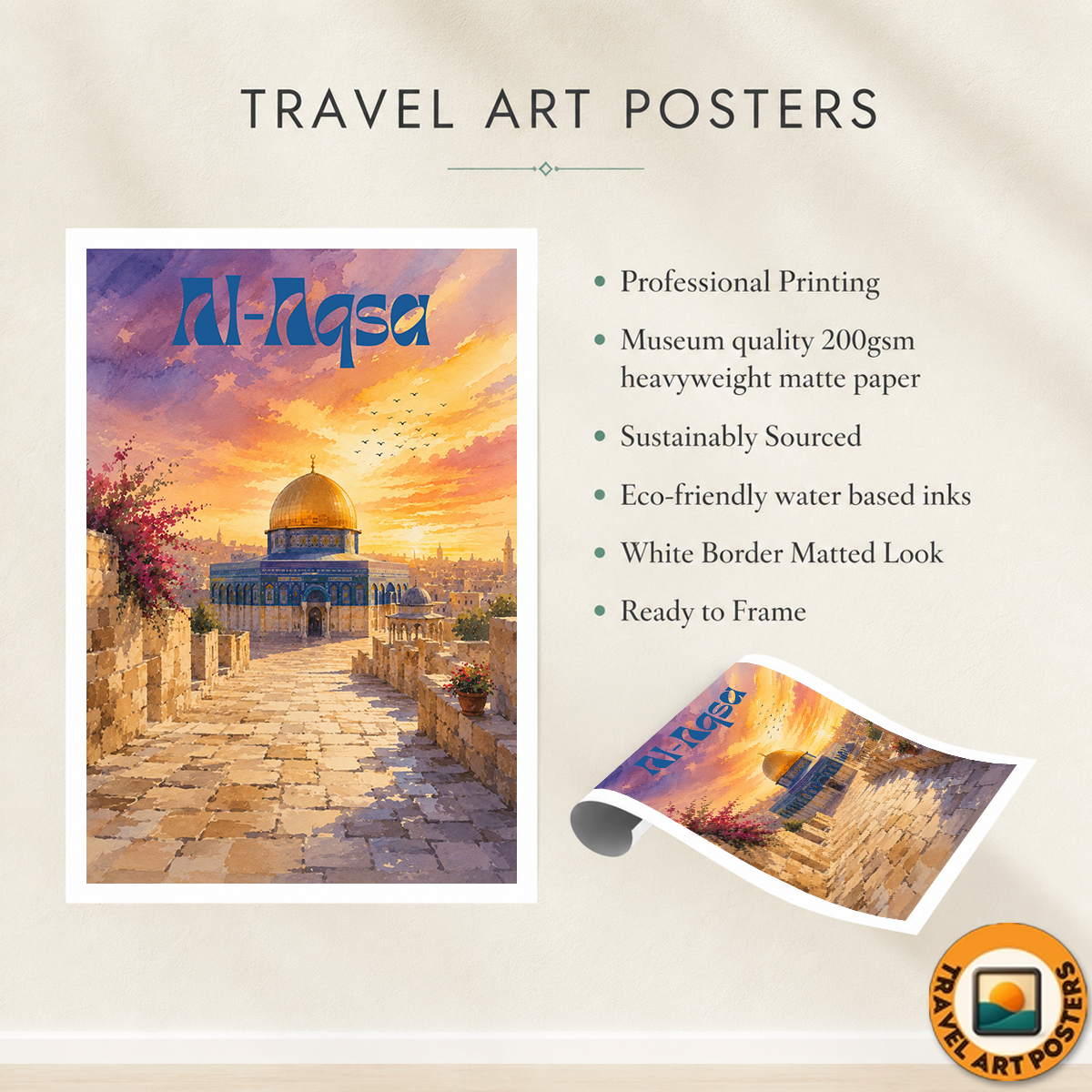 Al-Aqsa - Palestine - Travel Wall Art Deco Poster Print