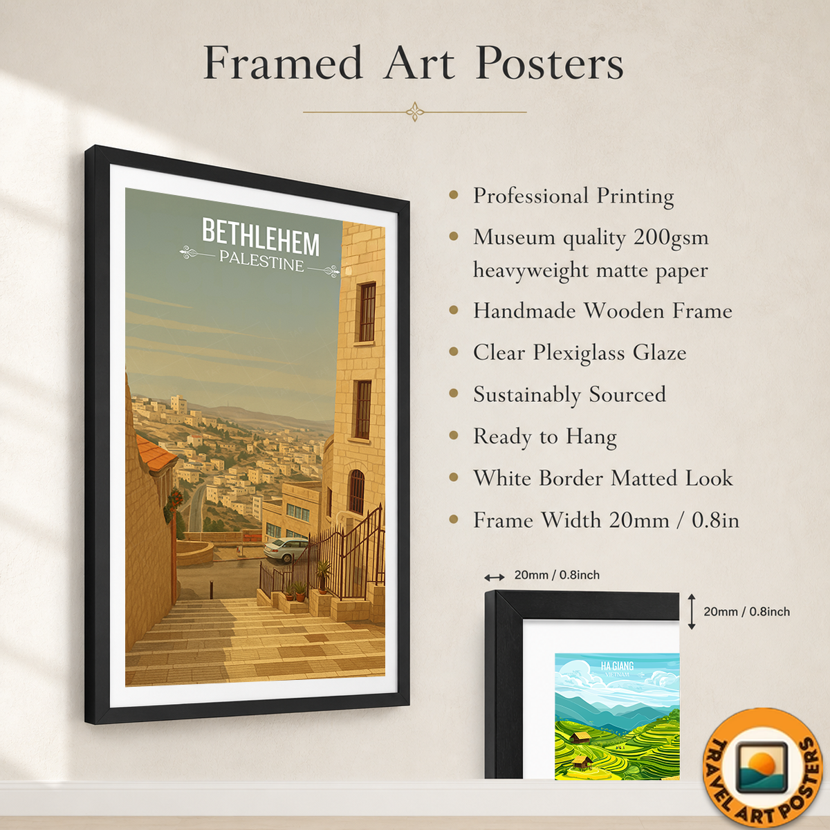 Bethleham - Palestine - Travel Wall Art Deco Poster Print - Art Print - Travel Art Poster