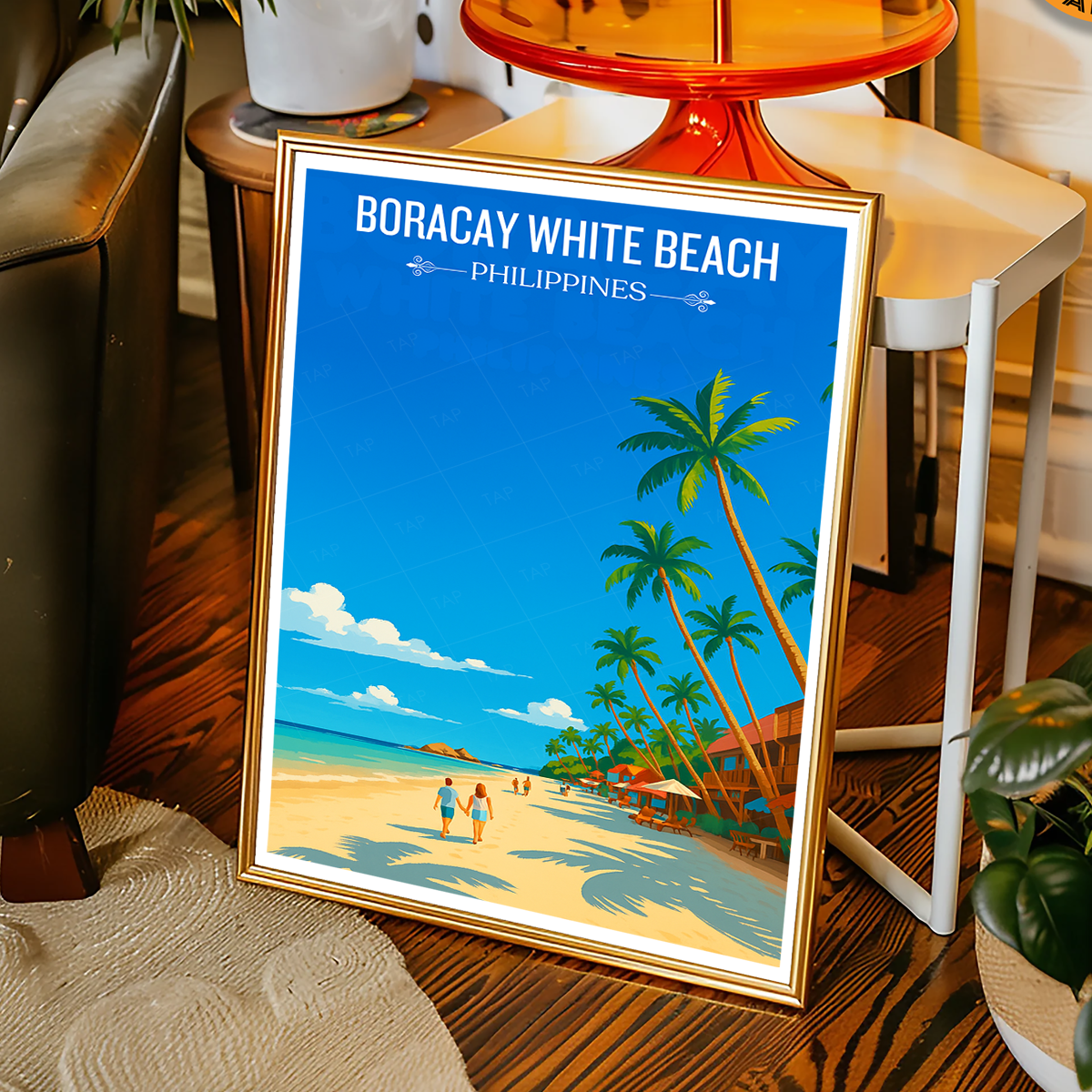 Boracay White Beach - Philippines - Travel Wall Art Deco Poster Print - Art Print - Travel Art Poster