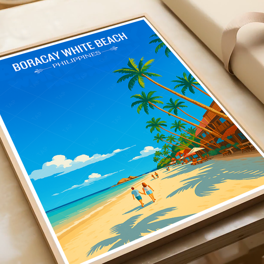 Boracay White Beach - Philippines - Travel Wall Art Deco Poster Print - Art Print - Travel Art Poster
