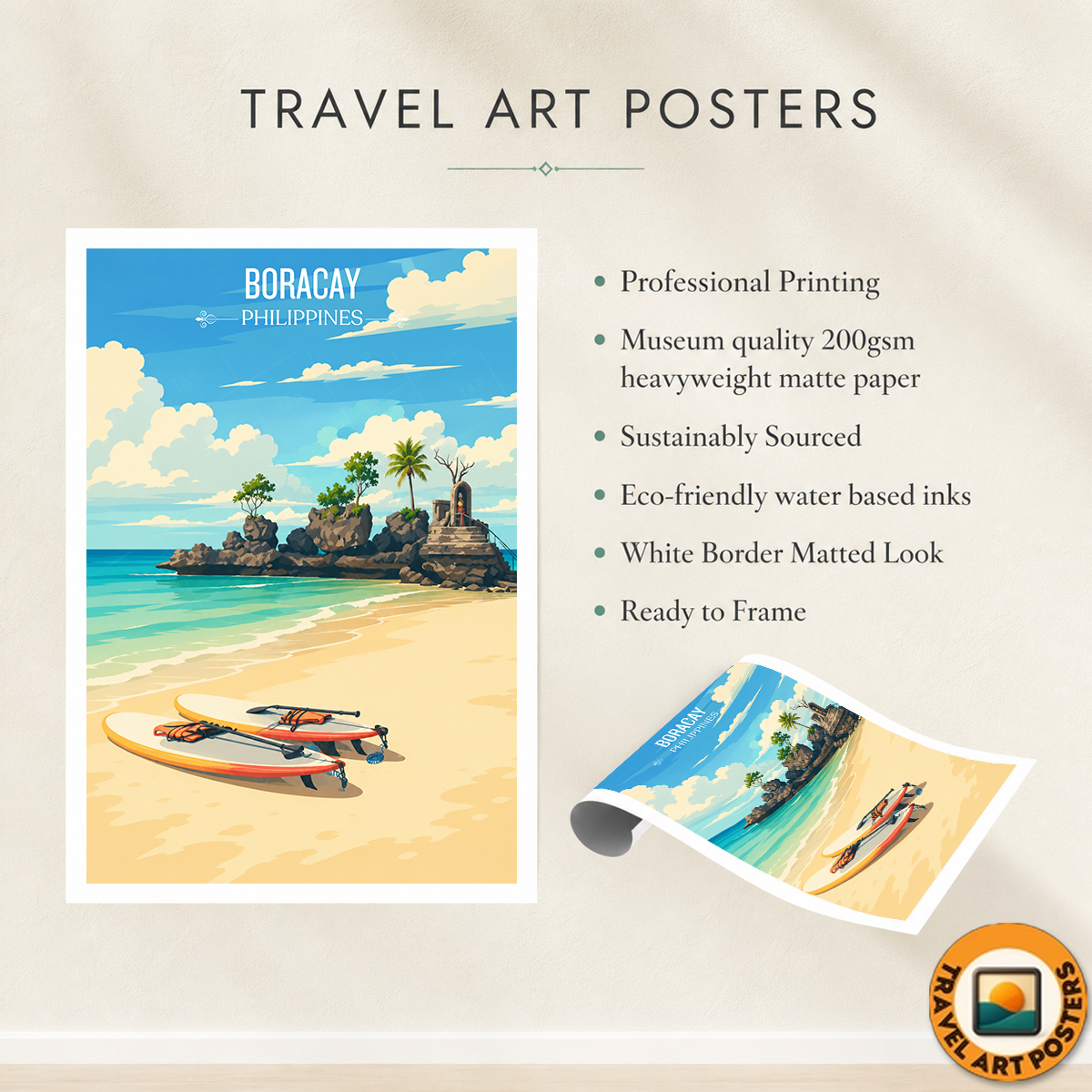 Boracay - Philippines - Travel Wall Art Deco Poster Print - Art Print - Travel Art Poster