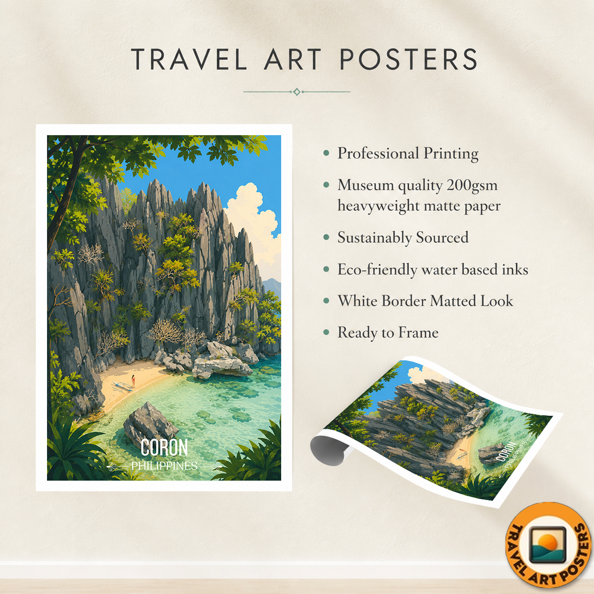 Coron - Philippines - Travel Wall Art Deco Poster Print - Art Print - Travel Art Poster