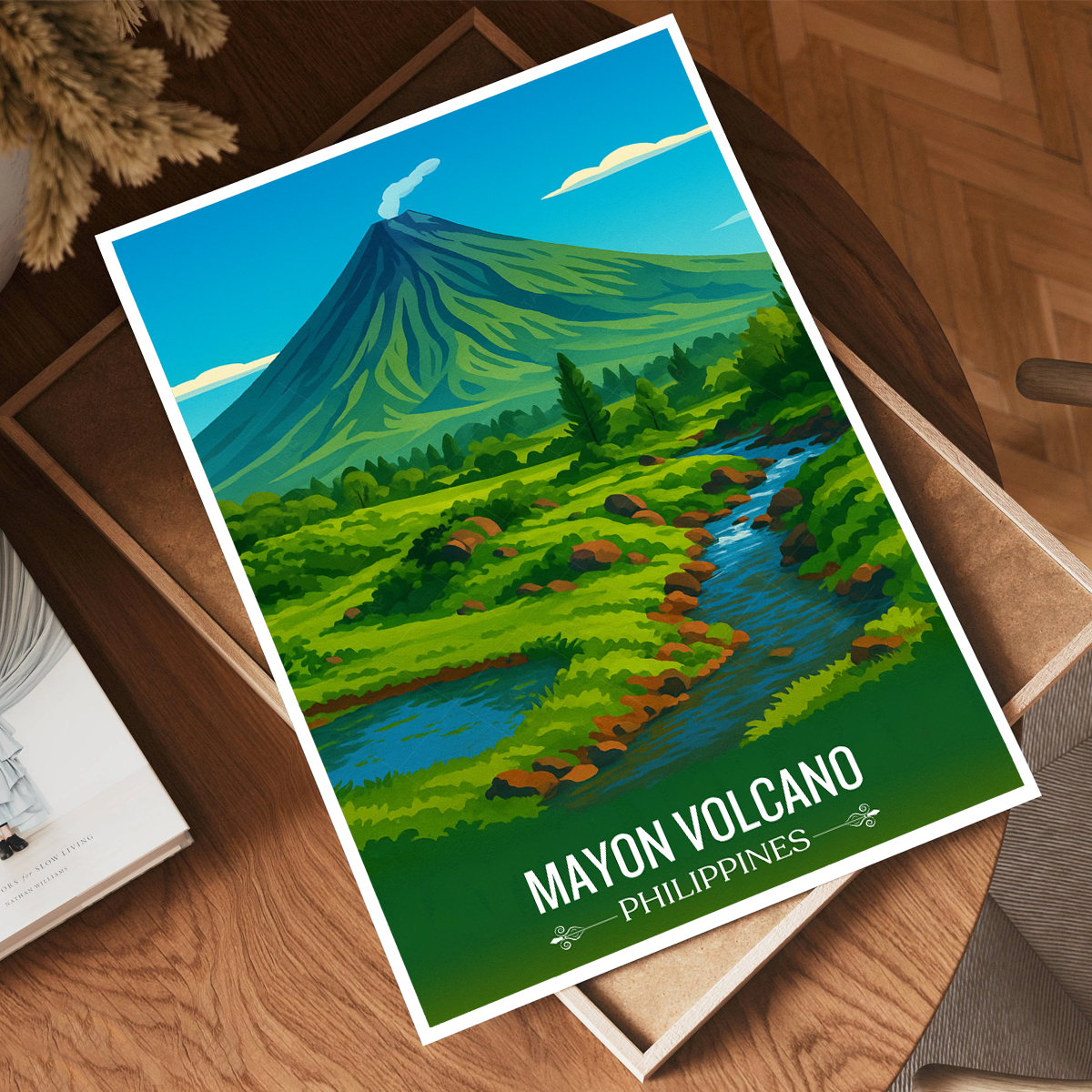 Mayon Volcano - Philippines - Travel Wall Art Deco Poster Print - Art Print - Travel Art Poster