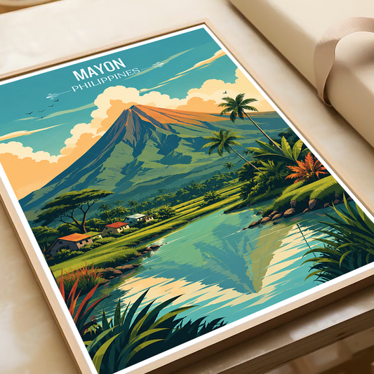 Mayon - Philippines - Travel Wall Art Deco Poster Print - Art Print - Travel Art Poster