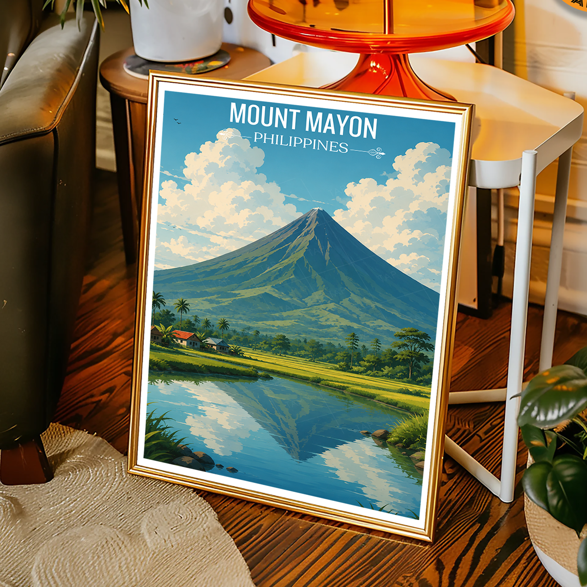 Mount Mayon - Philippines - Travel Wall Art Deco Poster Print - Art Print - Travel Art Poster