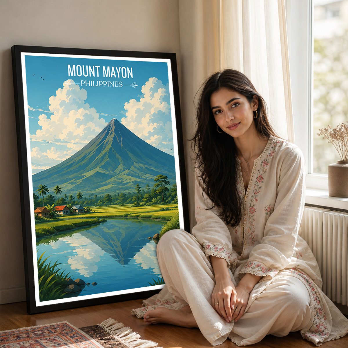 Mount Mayon - Philippines - Travel Wall Art Deco Poster Print - Art Print - Travel Art Poster