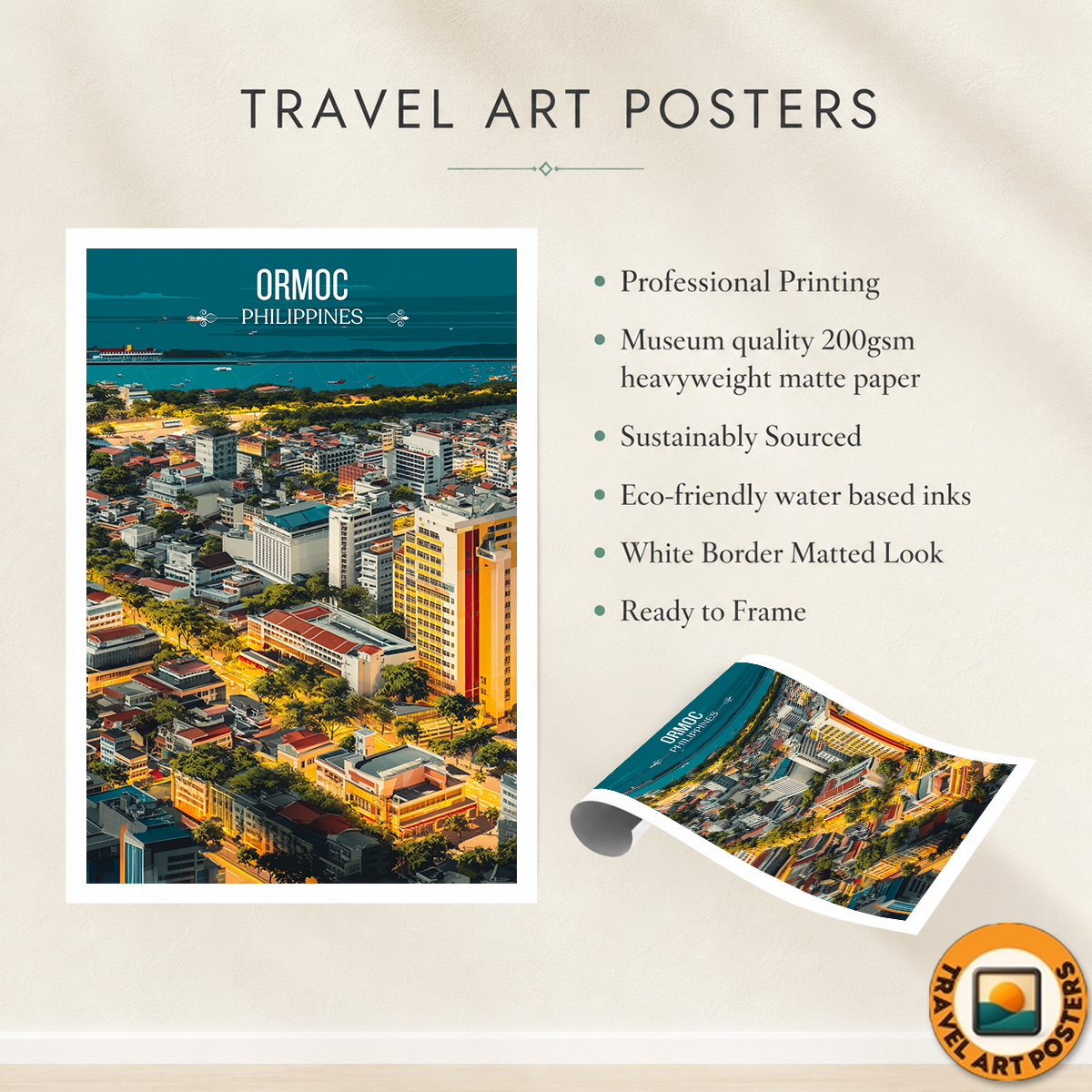 Ormoc - Philippines - Travel Wall Art Deco Poster Print - Art Print - Travel Art Poster