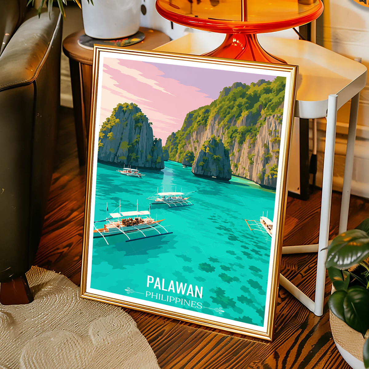 Palawan - Philippines - Travel Wall Art Deco Poster Print - Art Print - Travel Art Poster