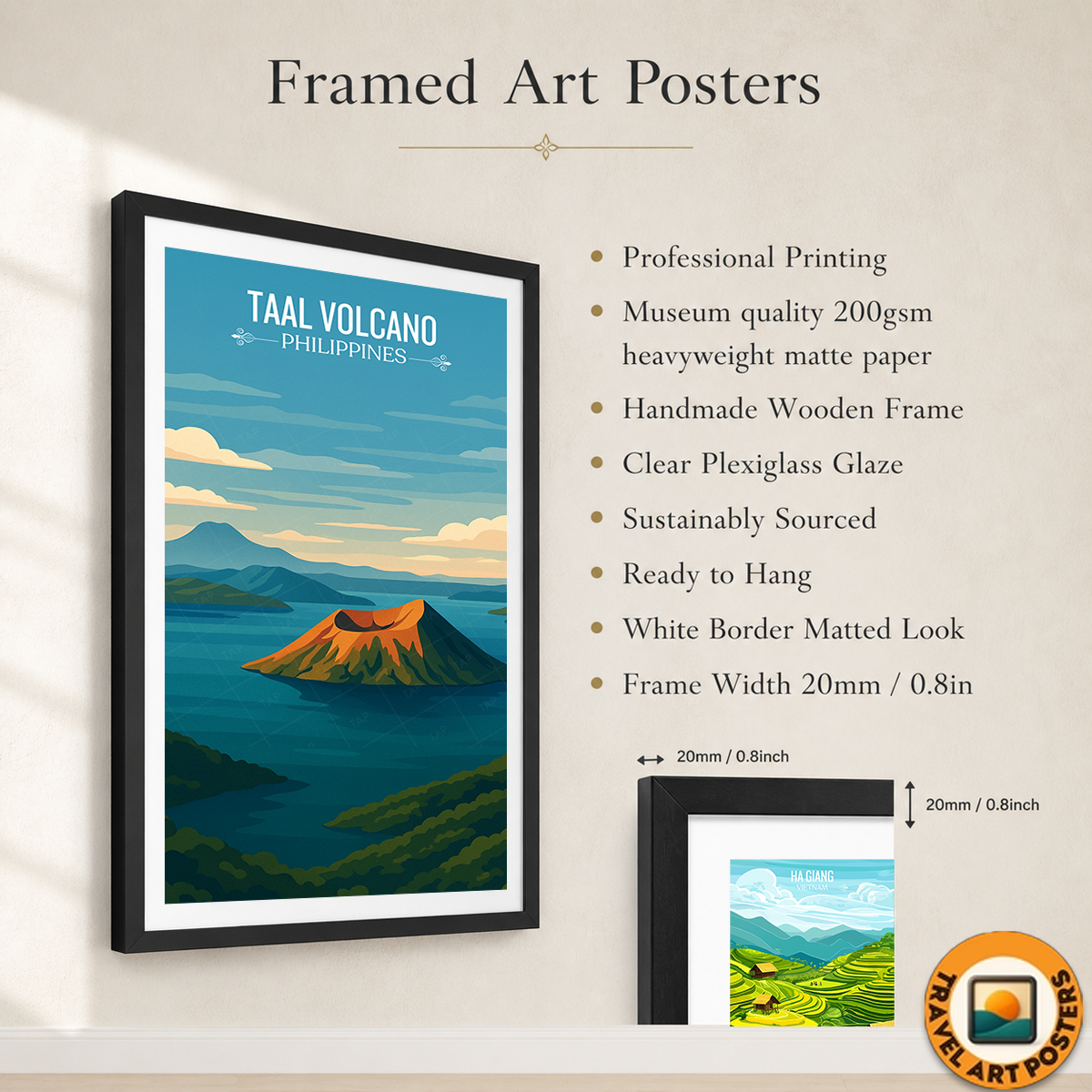 Taal Volcano - Philippines - Travel Wall Art Deco Poster Print - Art Print - Travel Art Poster