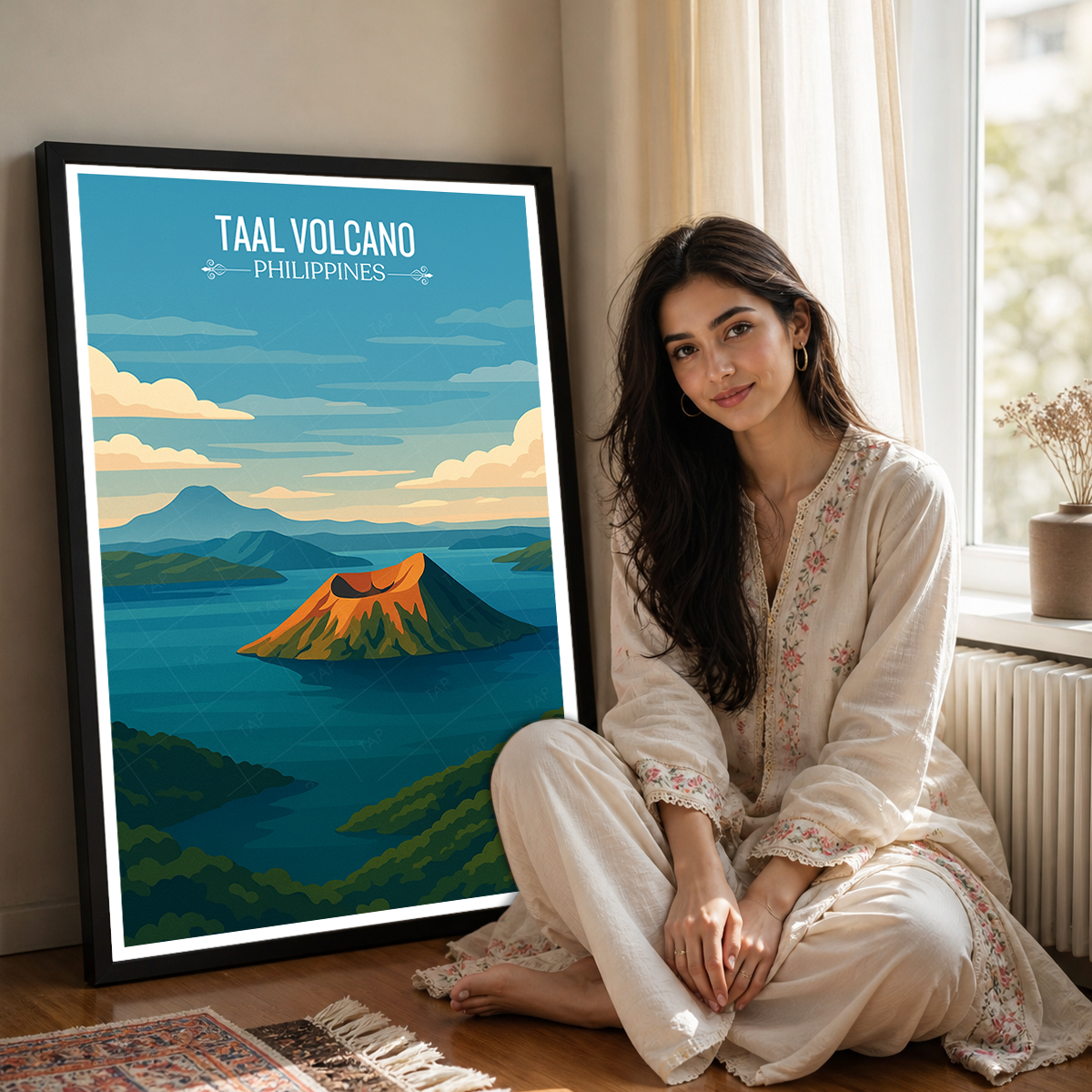 Taal Volcano - Philippines - Travel Wall Art Deco Poster Print - Art Print - Travel Art Poster