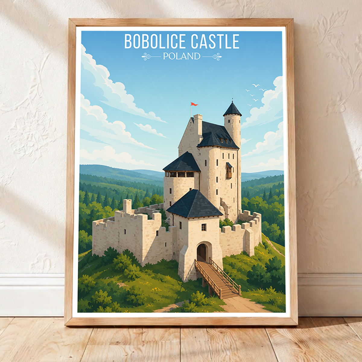 Bobolice Castle - Poland - Travel Poster Vintage Style Wall Art Print - Art Print - Travel Art Poster
