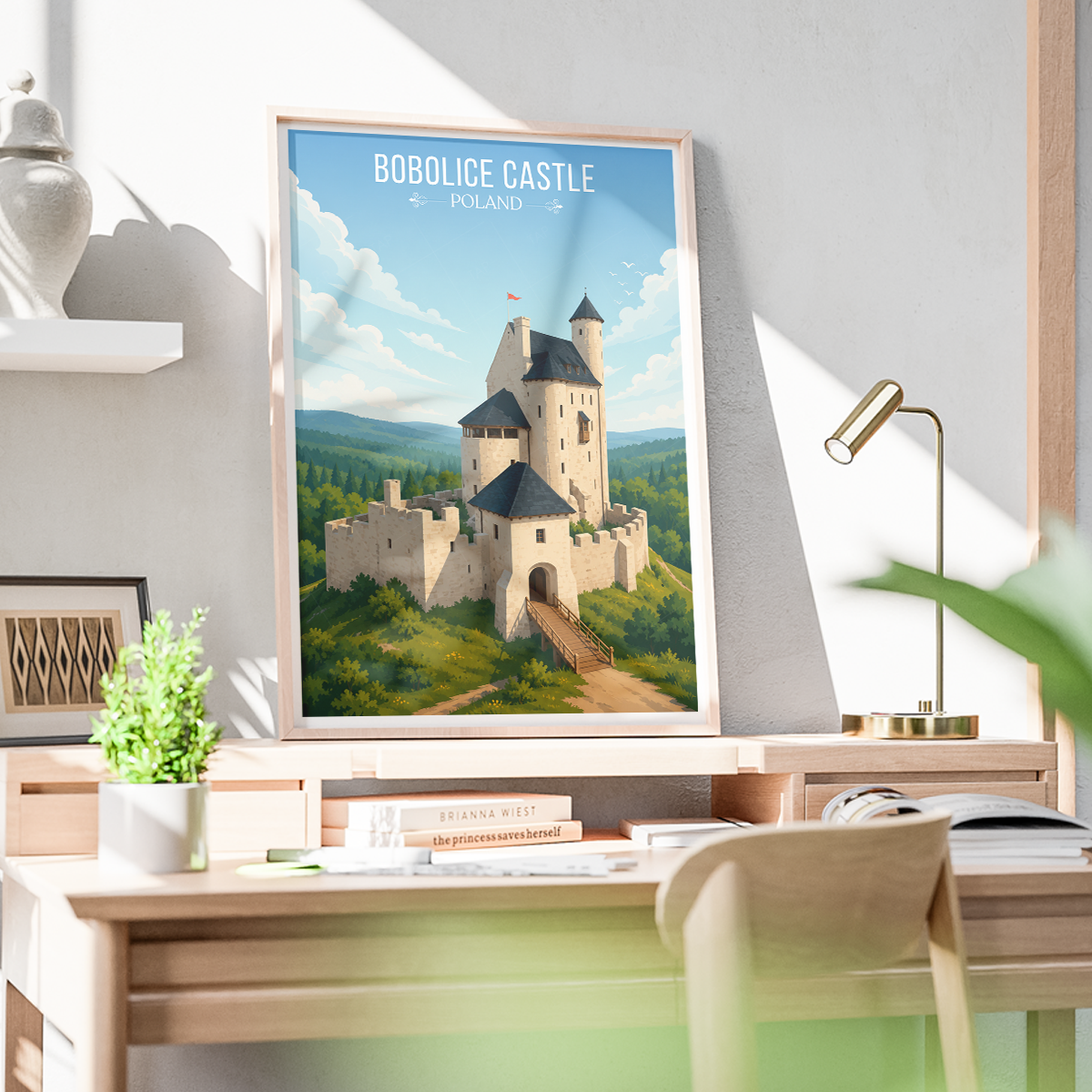 Bobolice Castle - Poland - Travel Poster Vintage Style Wall Art Print - Art Print - Travel Art Poster