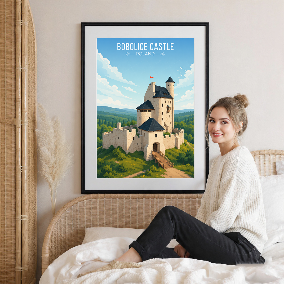 Bobolice Castle - Poland - Travel Poster Vintage Style Wall Art Print - Art Print - Travel Art Poster