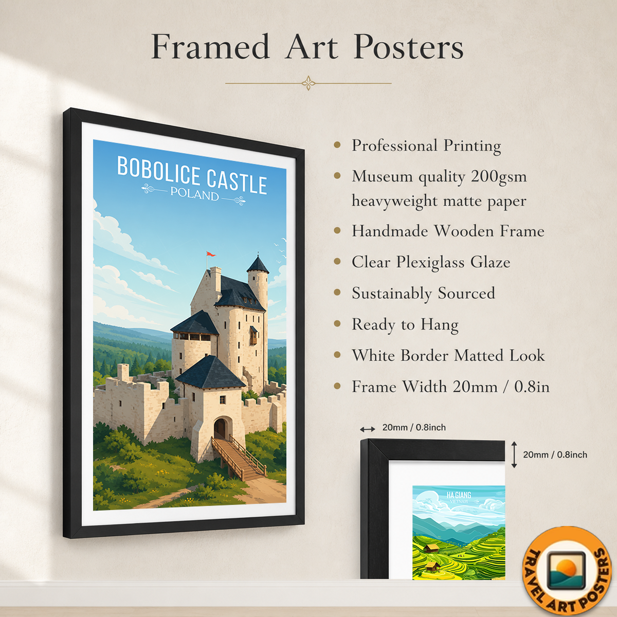 Bobolice Castle - Poland - Travel Poster Vintage Style Wall Art Print - Art Print - Travel Art Poster