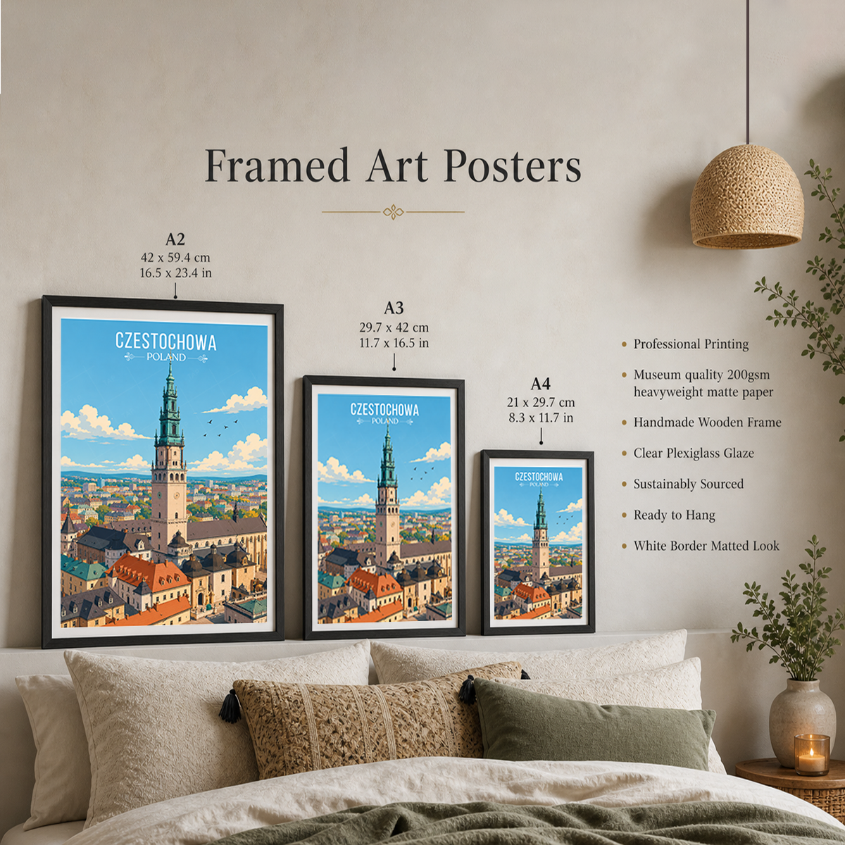 Czestochowa - Poland - Travel Poster Vintage Style Wall Art Print