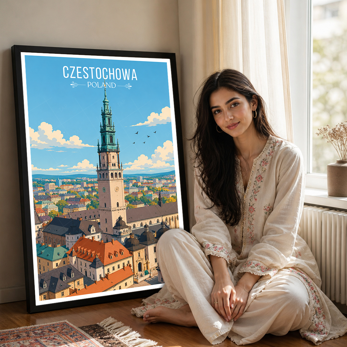 Czestochowa - Poland - Travel Poster Vintage Style Wall Art Print
