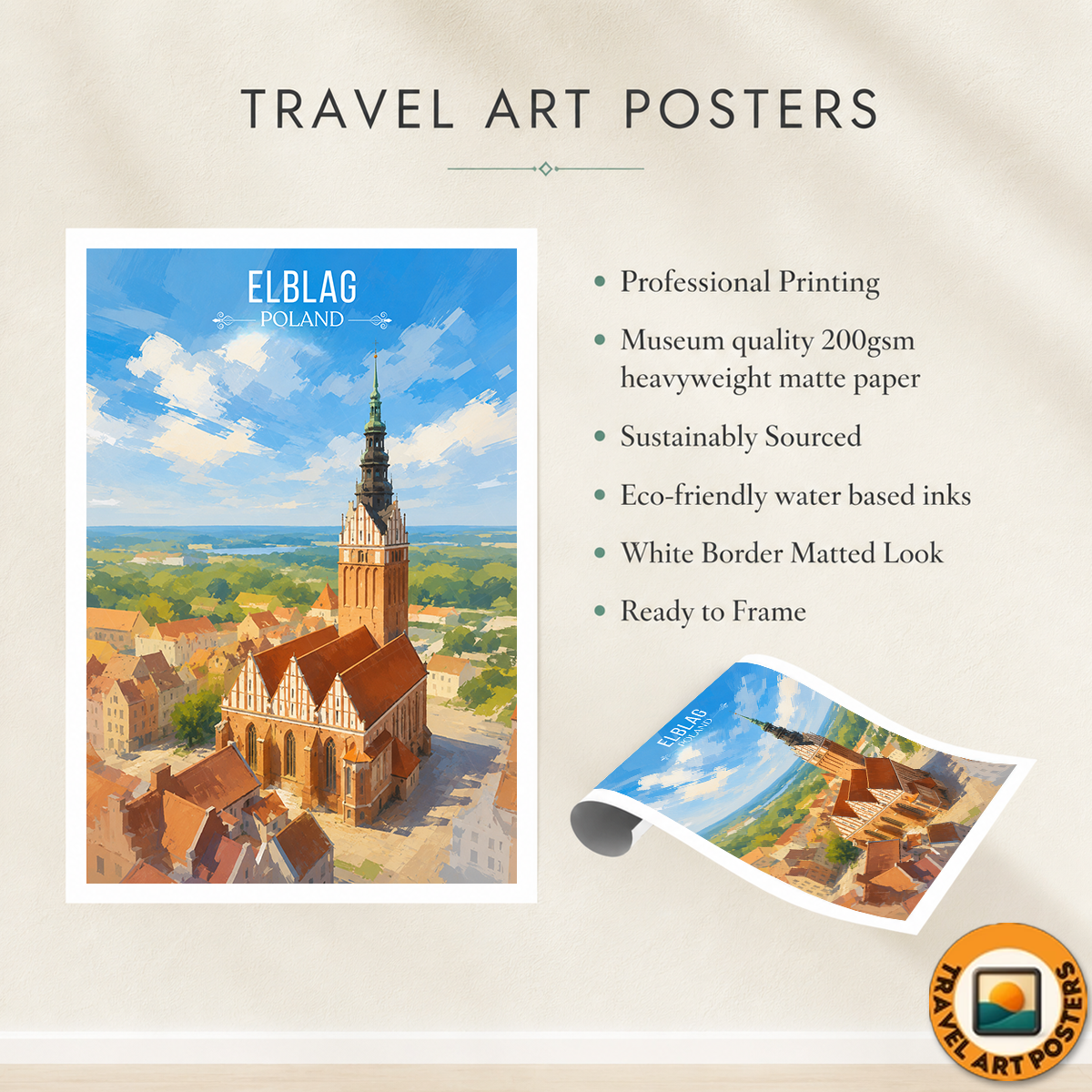 Elblaq - Poland - Travel Poster Vintage Style Wall Art Print