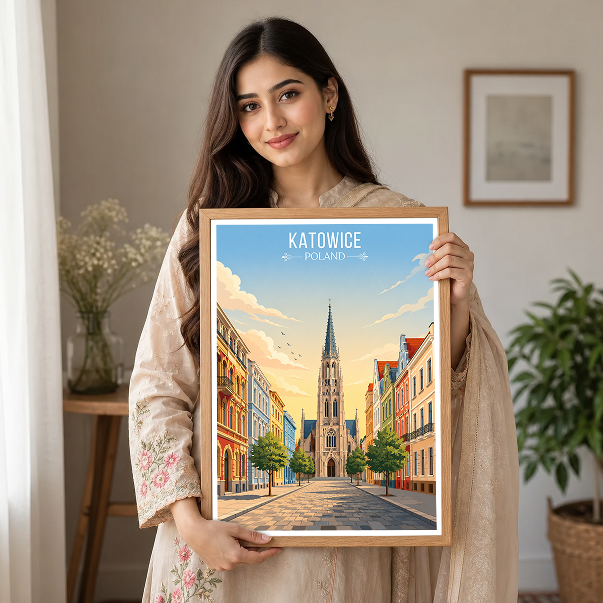 Katowice - Poland - Travel Poster Vintage Style Wall Art Print