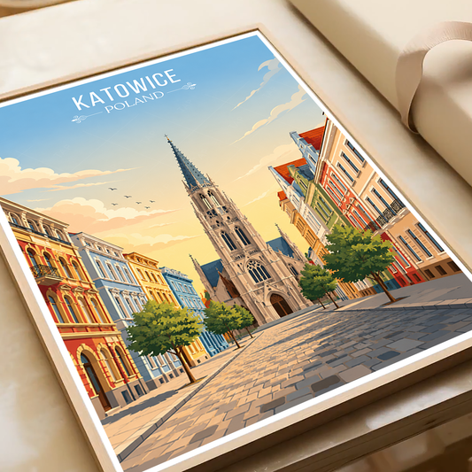 Katowice - Poland - Travel Poster Vintage Style Wall Art Print - Art Print - Travel Art Poster