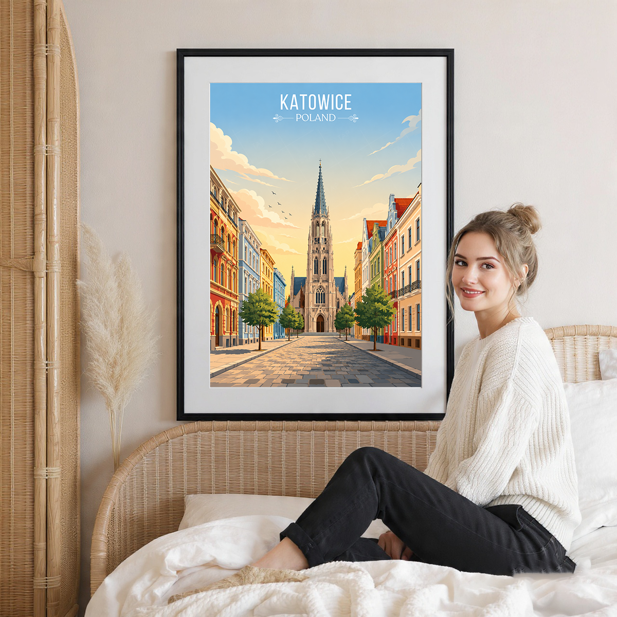Katowice - Poland - Travel Poster Vintage Style Wall Art Print