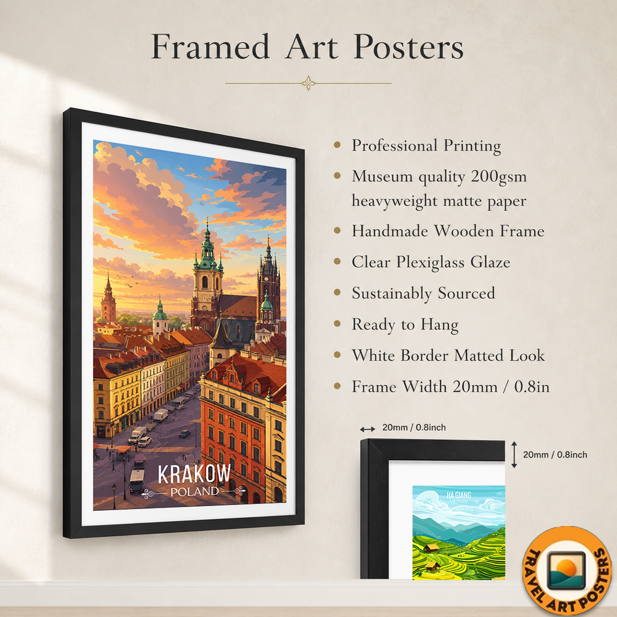 Krakow - Poland - Travel Poster Vintage Style Wall Art Print