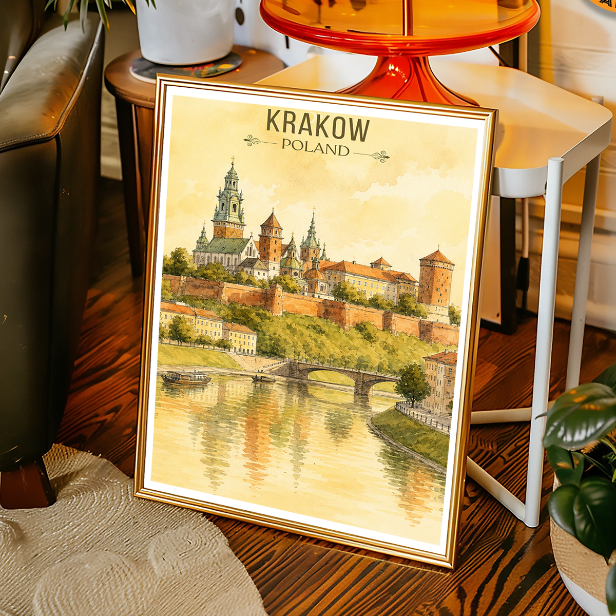 Krakow - Poland - Travel Poster Vintage Style Wall Art Print