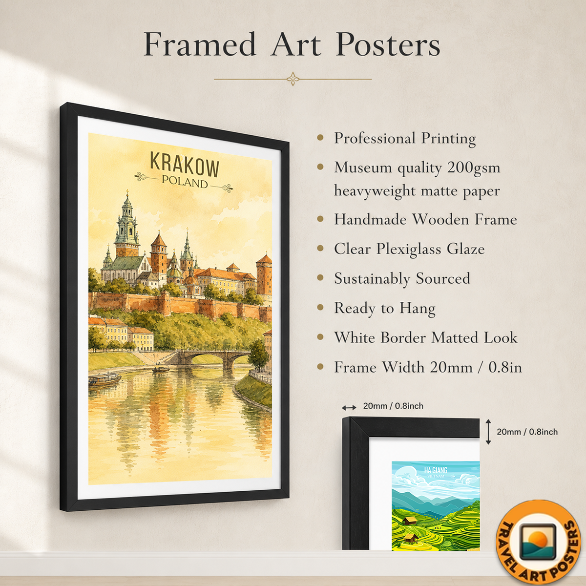 Krakow - Poland - Travel Poster Vintage Style Wall Art Print