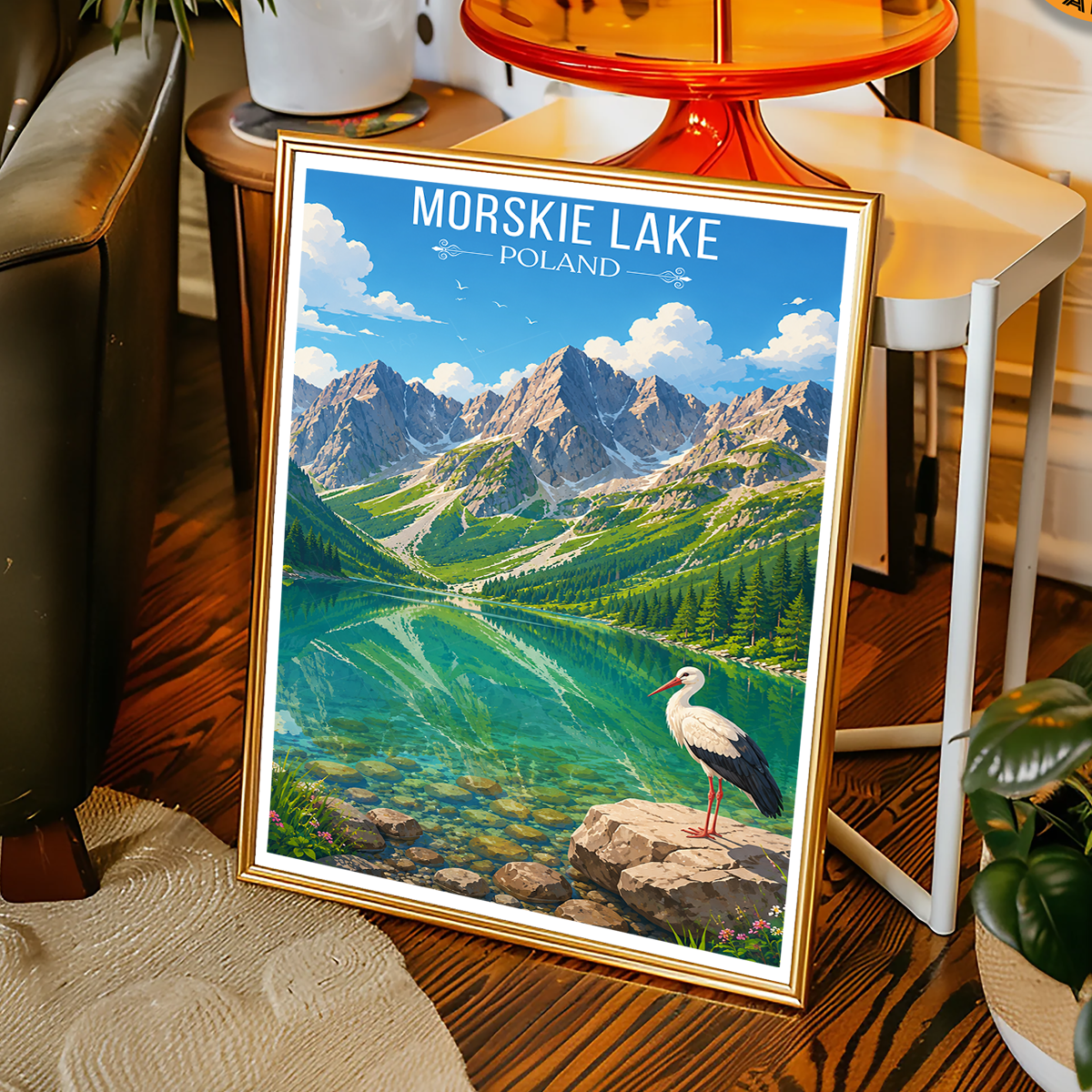 Moskie Lake - Poland - Travel Poster Vintage Style Wall Art Print
